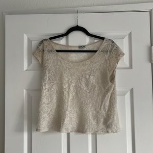 White Lace Loose T-Shirt w Pocket